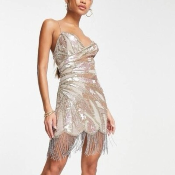 ASOS Metallic Sequin Mini Dress, missing - Picture 3 of 8
